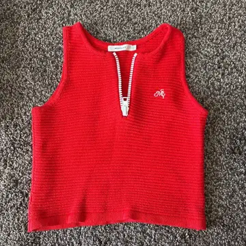 MOUSSY 슬리브리스 니트 F 레드