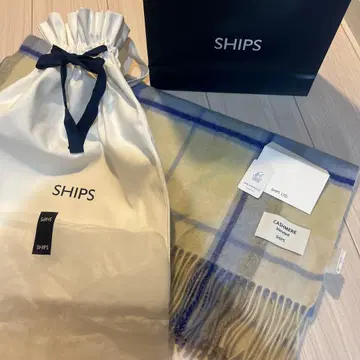 ships 울 캐시미어 워셔블 스톨 체크 머플러