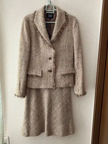 트위드 프린지 장식 수트 세트