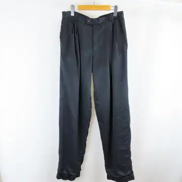 ELKROJ 투 턱 새틴 와이드 더블 팬츠 구제 의류 블랙 남성용