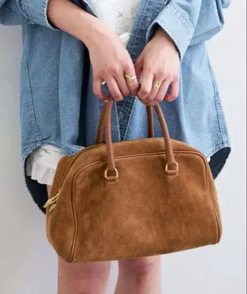 AULENTTI 스웨이드 가죽 미니 보스턴 백