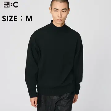 UNIQLO:C 로우 게이지 하이넥 스웨터 블랙 M 사이즈