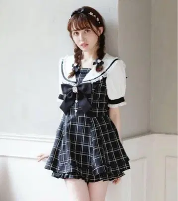 LIZLISA 세일러 셋업 블랙 체크