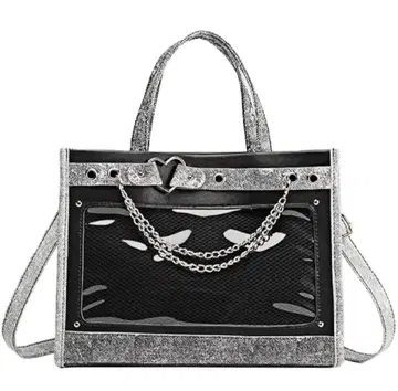 이타백 하트 체인 클리어백 토트백 숄더백 2WAY