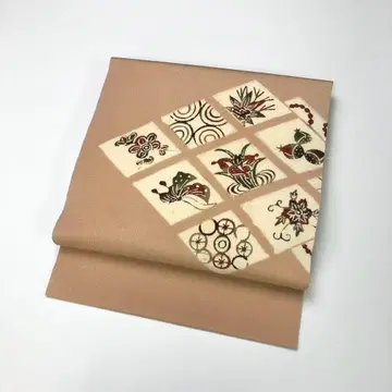 나고야 오비 형염 꽃풀 무늬 나비 크레이프 원단 KO-1758