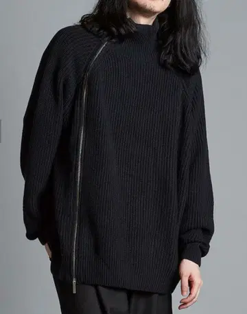 NO ID.(노아이디) 비대칭 ZIP 니트 터틀넥