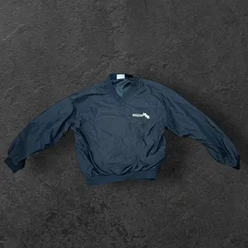 다크 블루 나일론 V넥 자켓