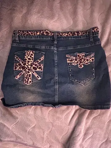 y2k 레오파드 무늬 데님 스커트