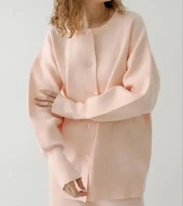 mystic 살몬 핑크 긴팔 가디건