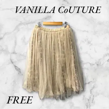 바닐라 튤 레이스 스커트 애니멀 무늬 레오파드 무늬 안감 허리밴딩