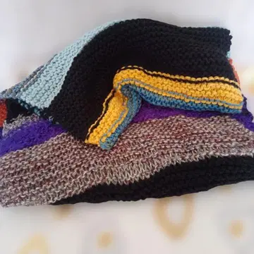 다색 스트라이프 손뜨개질 니트 머플러