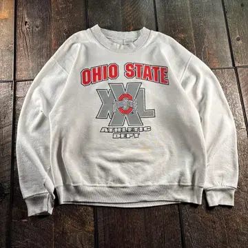 구제 의류 00s 맨투맨 칼리지 오하이오 링거 화이트 M