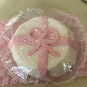 kikisquishy L 사이즈 리본 선물 케이크 핑크 원형