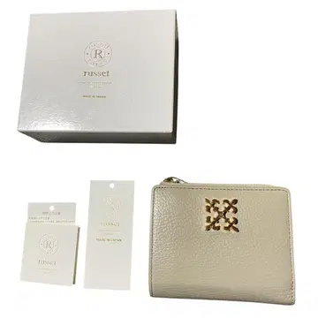 [러셋] 모노그램 플레이트 하프 월렛 그레이 베이지