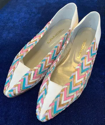 LANCEL 멀티 컬러 가죽 뜨개질 펌프스 24.0cm