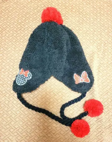 [ 디즈니 ] 미니 마우스 자수 플리스 모자