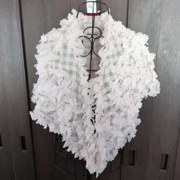 노코, 오노, 프릴 달린 체크 무늬 스톨 ( 연보라 화이트 )