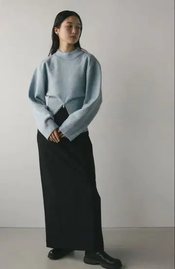 STYLEMIXER 페이크 스웨이드 하이 스트레치 스커트 블랙