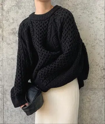 select MOCA by son 블랙 케이블 니트