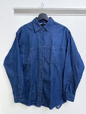 다크 블루 데님 긴팔 셔츠