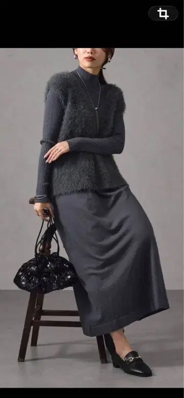 택 포함 새상품 Bou Jeloud 퍼 베스트 포함 롱 원피스