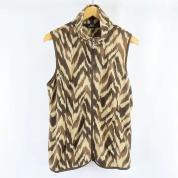 N.Y.L 애니멀 올 패턴 스탠드 카라 플리스 지퍼 베스트 구제 의류 L