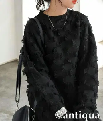 새상품급! antiqua 프린지 체크 상의