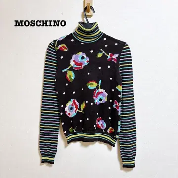 모스키노 캐시미어 혼방 터틀 니트 꽃무늬 보더