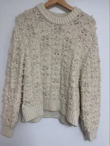 ZARA 펄 비즈 텍스처 니트 스웨터