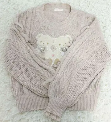 LIZLISA Twin Bears 니트탑 핑크