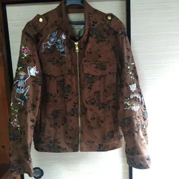 꽃무늬 해골 자수 데님 자켓