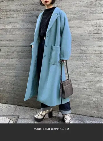 라이트 블루 롱 코트 S 사이즈