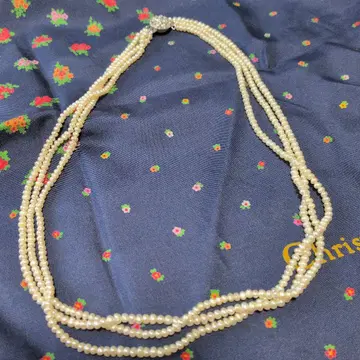 화이트 펄 삼연 목걸이