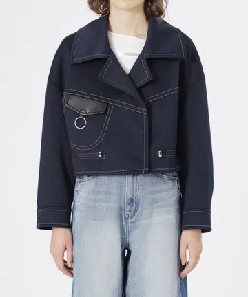 LOVELESS 종이상자 숏 트렌치 블루종