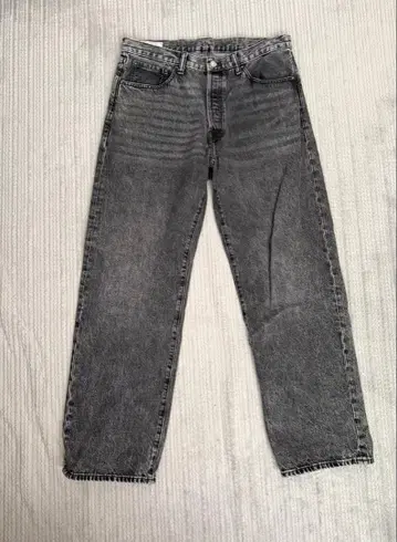 그레이 스트레이트 데님 팬츠 데미지 가공