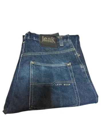 [ y2k ] 초와이드 LEAK WEAR 리크웨어 와이드 데님 배기 34