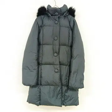 INED 블랙 후드 부착 다운 자켓 9호 M 사이즈