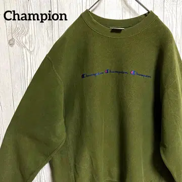 챔피온 맨투맨 남성용 M 사이즈 그린 브랜드 로고