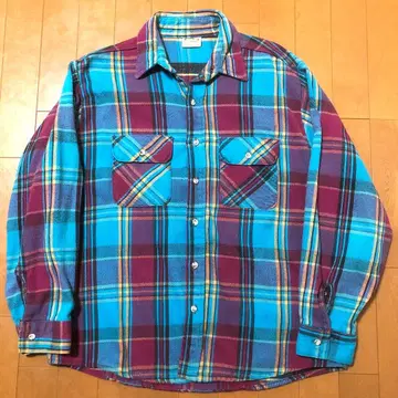 90s 파이브 브라더 헤비 플란넬 셔츠 호배색 L