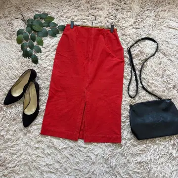 6354 엑스 로브 미디 스커트 [ 36 ] 빨간색/레드/타이트/앞 슬릿