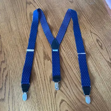 DAKS 네이비 도트 무늬 서스펜더