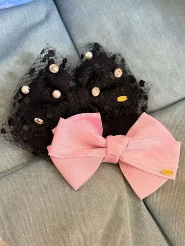 angelic pretty 헤어 액세서리 리본 블랙 핑크