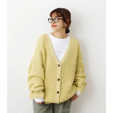 와플 니트 가디건