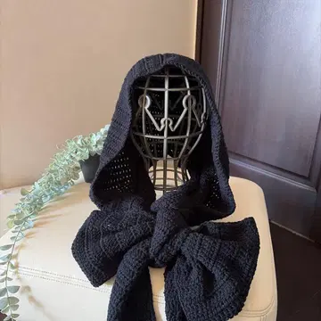 울트라 웜 crochet 울 소피 후드 (롱 타입) 블랙