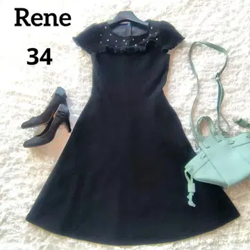 Rene 34사이즈 울 원피스 튤 펄 비쥬 최근 모델