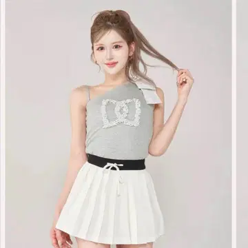 다리치 빅 리본 원숄더 탑 그레이 택 포함 새상품