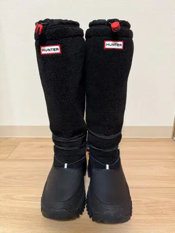 HUNTER 방수 플리스 롱 부츠 블랙