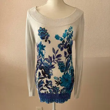 데시구알 꽃무늬 오프숄더 긴팔 상의