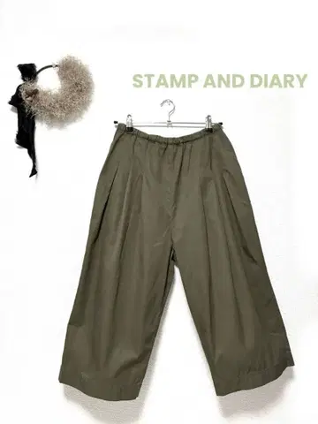 STAMP AND DIARY 허리 턱 코튼 와이드 팬츠