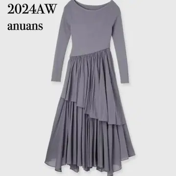 anuans 불규칙 헴 도킹 니트 원피스